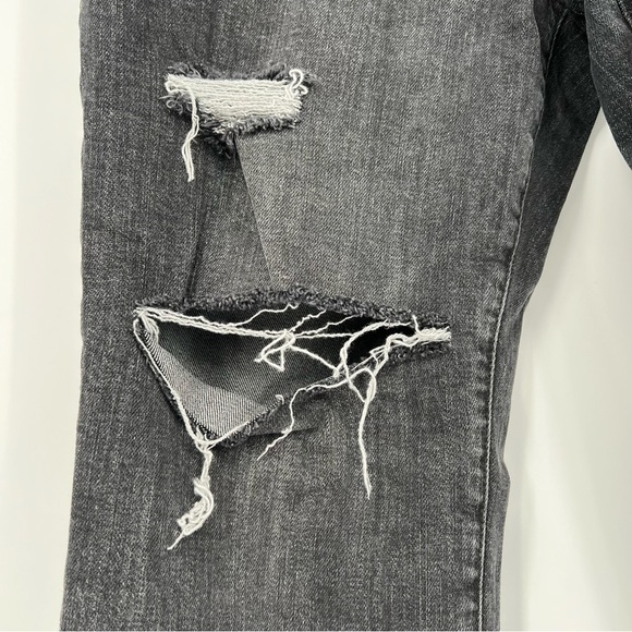 Ana Distressed Black Boyfriend Jeans Size 14 Cuffed High Rise Vintage Wash Denim - Picture 6 of 7